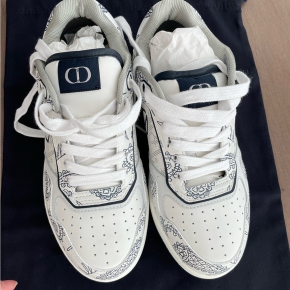 Christian Dior B27 White Navy Galaxy Paisley Calf leather Oblique sneakers NWT - Picture 5 of 8